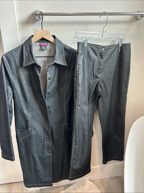 Vintage Y2K Mac & Jac Charcoal Contrast Stitch Jacket Pants Set jacket10pants8